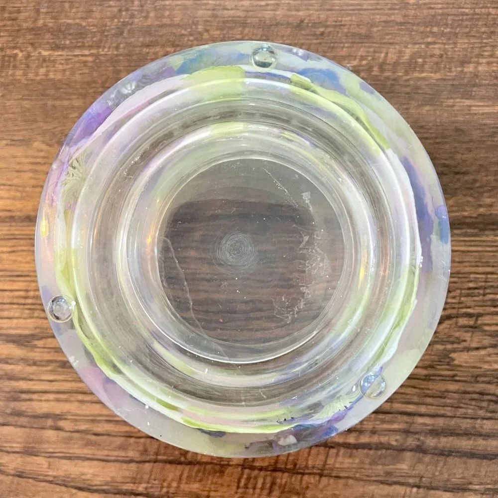 Lucite Floral Pillar Candle Holder